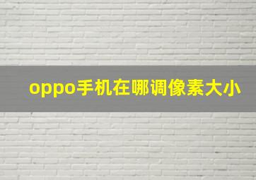 oppo手机在哪调像素大小