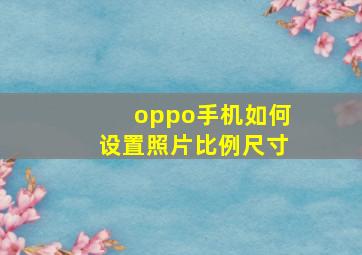 oppo手机如何设置照片比例尺寸