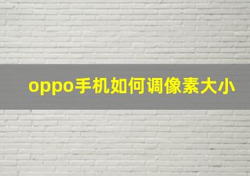 oppo手机如何调像素大小