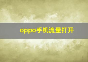 oppo手机流量打开