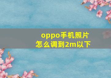 oppo手机照片怎么调到2m以下