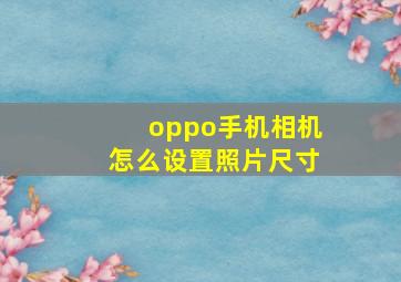 oppo手机相机怎么设置照片尺寸