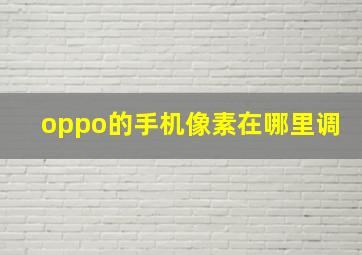 oppo的手机像素在哪里调