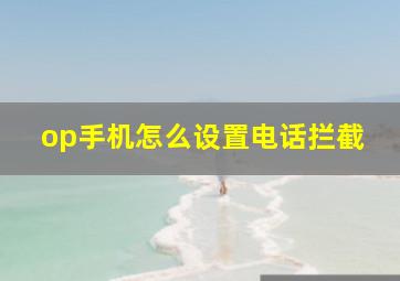 op手机怎么设置电话拦截