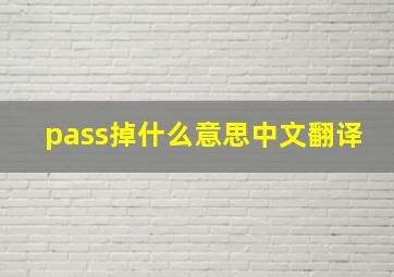 pass掉什么意思中文翻译