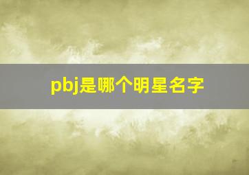 pbj是哪个明星名字