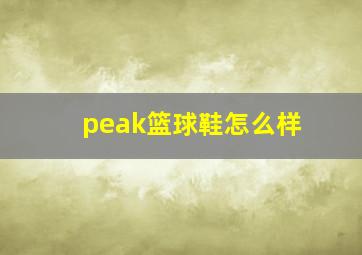 peak篮球鞋怎么样