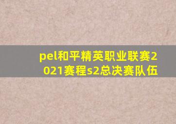 pel和平精英职业联赛2021赛程s2总决赛队伍