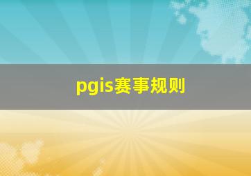 pgis赛事规则