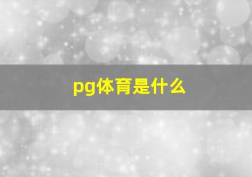 pg体育是什么