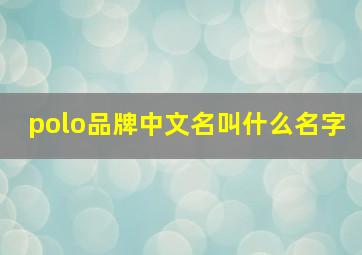 polo品牌中文名叫什么名字