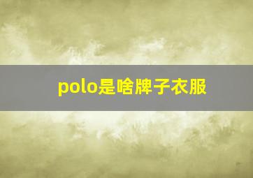 polo是啥牌子衣服