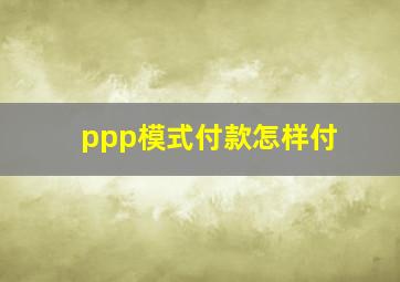 ppp模式付款怎样付