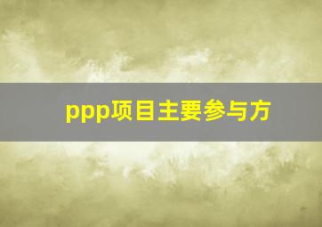 ppp项目主要参与方