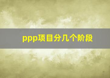 ppp项目分几个阶段