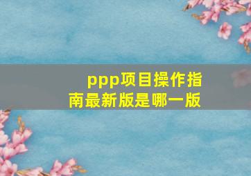 ppp项目操作指南最新版是哪一版