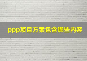 ppp项目方案包含哪些内容