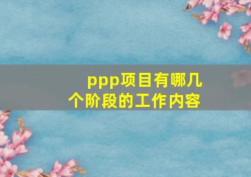 ppp项目有哪几个阶段的工作内容