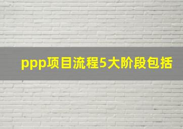 ppp项目流程5大阶段包括