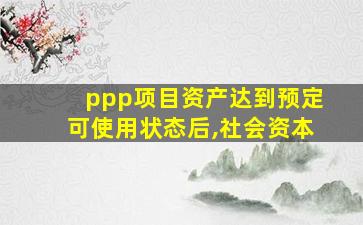 ppp项目资产达到预定可使用状态后,社会资本