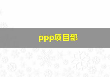 ppp项目部