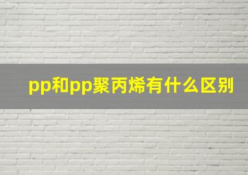 pp和pp聚丙烯有什么区别