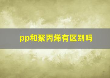 pp和聚丙烯有区别吗