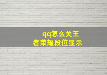 qq怎么关王者荣耀段位显示