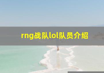 rng战队lol队员介绍