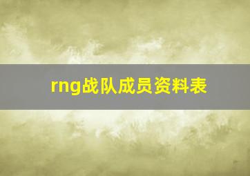 rng战队成员资料表