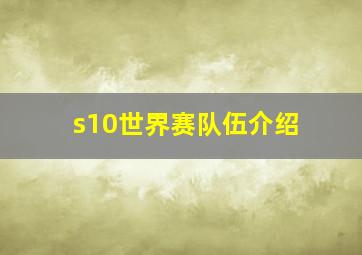 s10世界赛队伍介绍