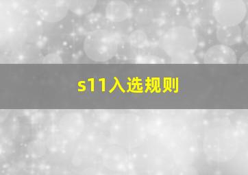 s11入选规则