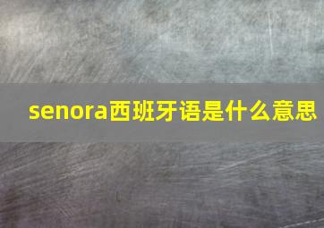 senora西班牙语是什么意思