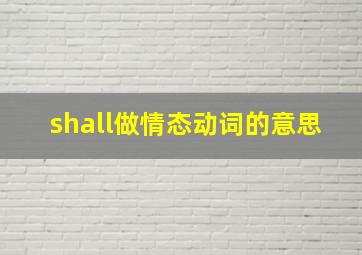 shall做情态动词的意思