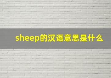 sheep的汉语意思是什么