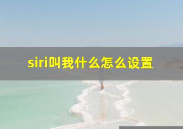 siri叫我什么怎么设置