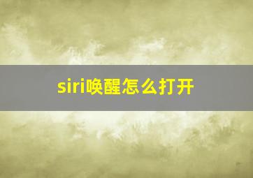 siri唤醒怎么打开