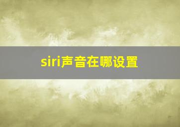 siri声音在哪设置