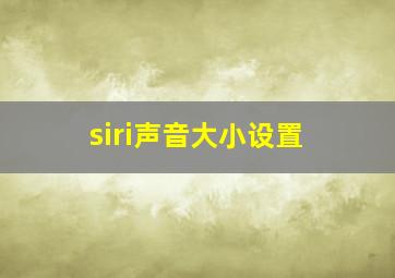 siri声音大小设置