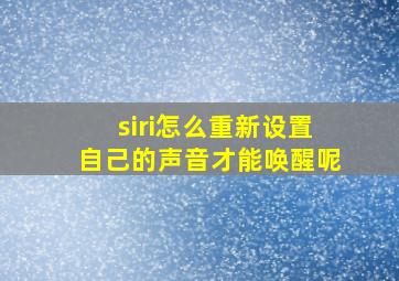 siri怎么重新设置自己的声音才能唤醒呢