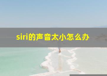 siri的声音太小怎么办