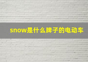 snow是什么牌子的电动车