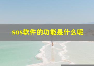 sos软件的功能是什么呢