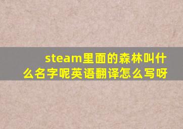 steam里面的森林叫什么名字呢英语翻译怎么写呀