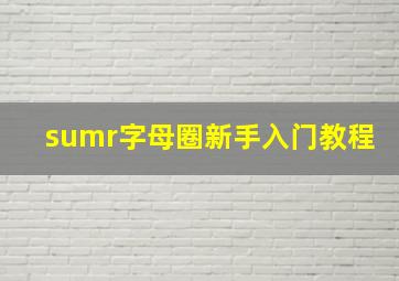 sumr字母圈新手入门教程