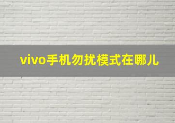 vivo手机勿扰模式在哪儿