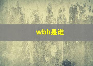 wbh是谁