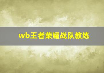 wb王者荣耀战队教练