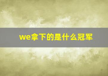 we拿下的是什么冠军