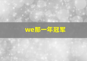 we那一年冠军